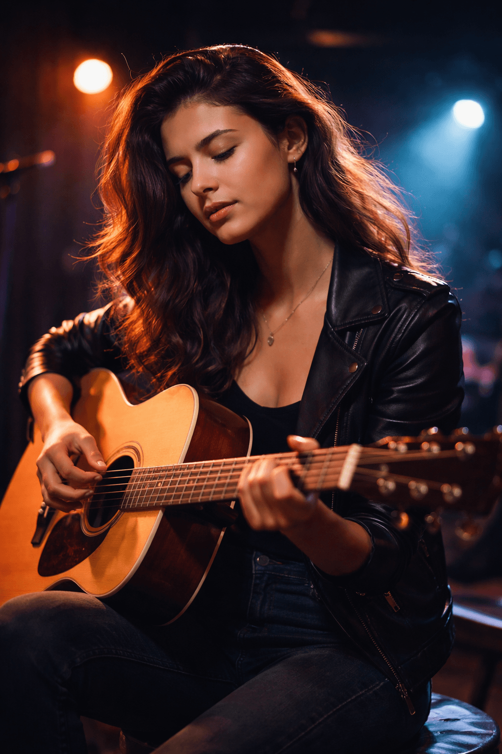 Woman playing guitar